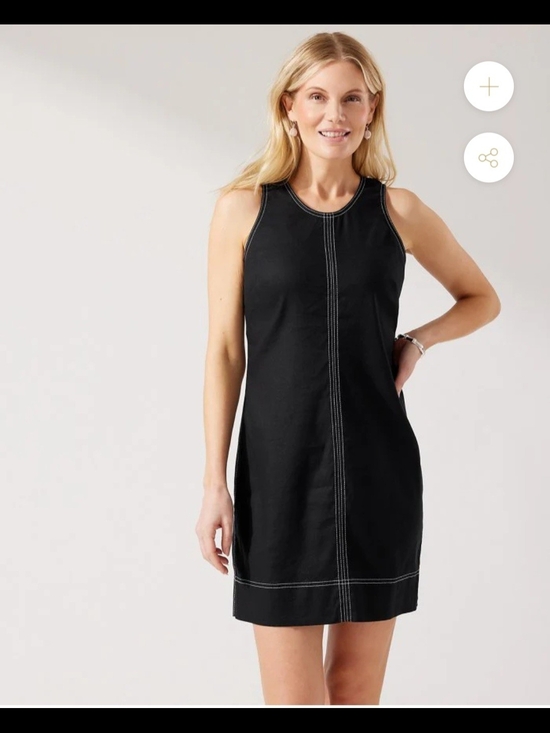 Tommy Bahama Dresses & Skirts - EUC SZ L Tommy Bahama Black Palm-A-Dora Sleeveless Sheath Dress Linen Tencel